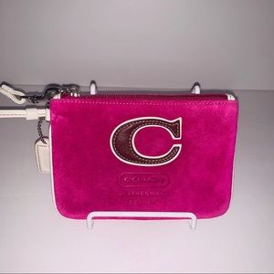 NWOT Rare Coach Suede Wristlet -Berry Color